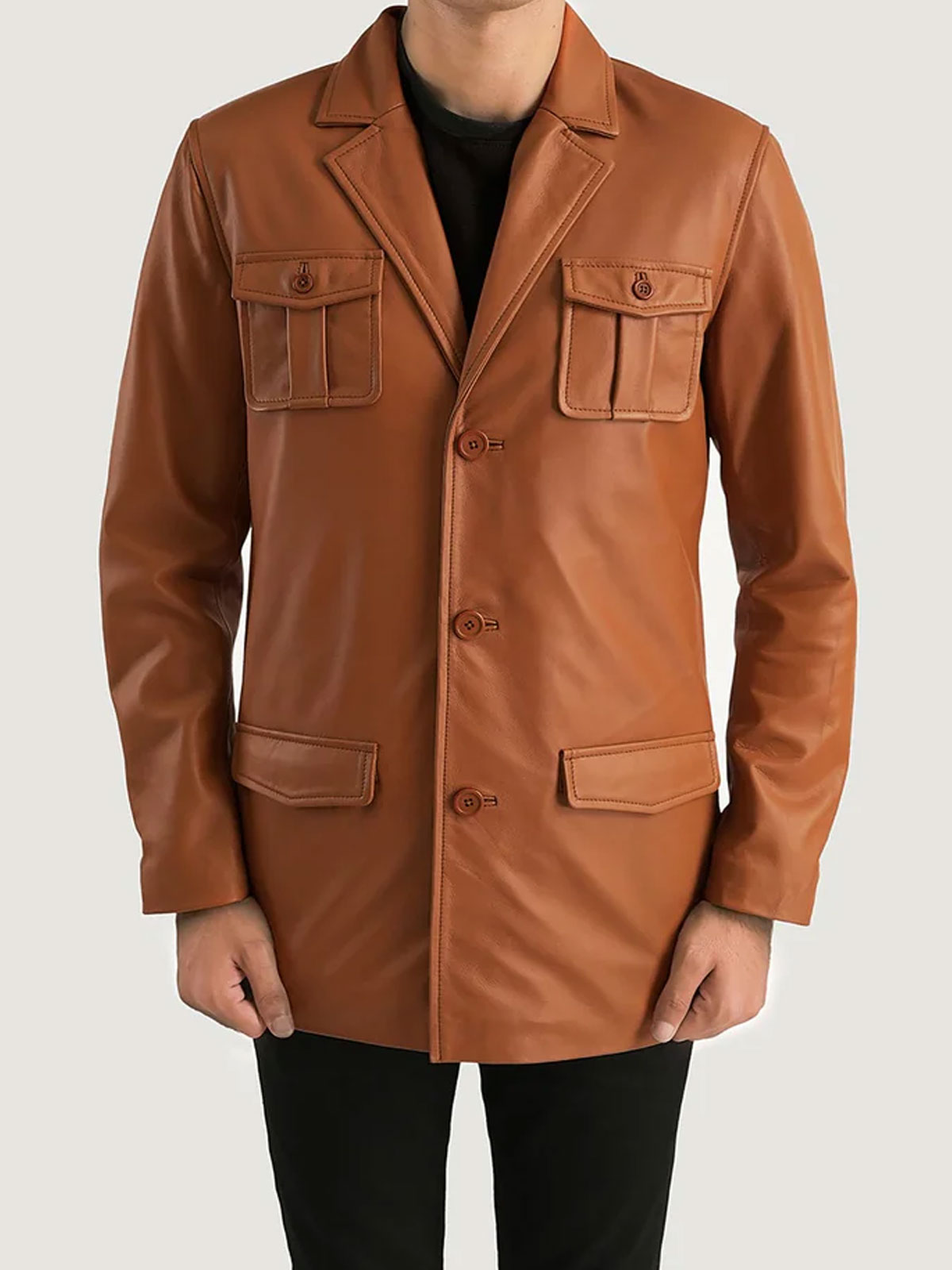 Ray Cutler Tan Brown Leather Blazer