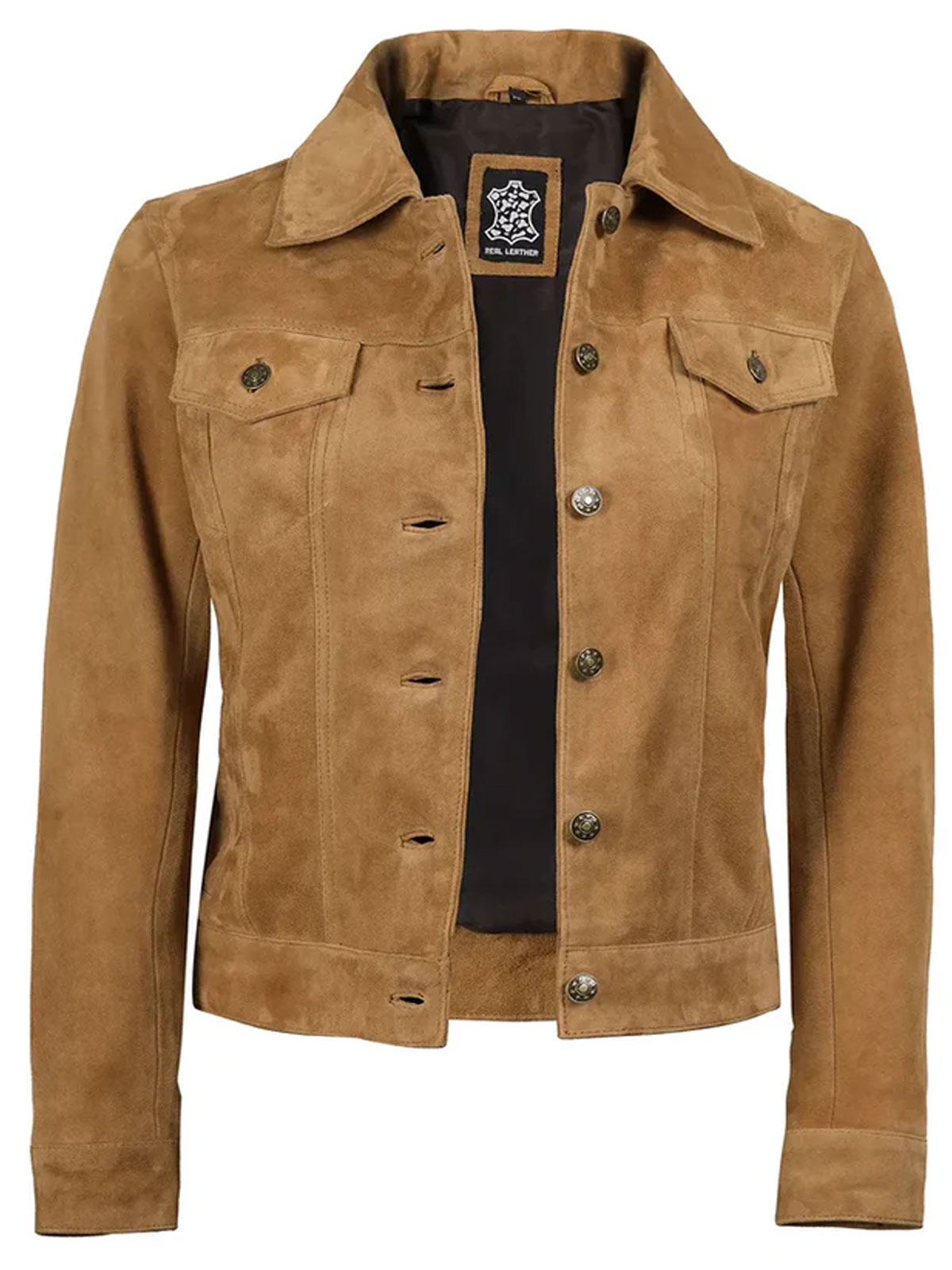 Women's & Men's Light Beige Suede Trucker Jacket