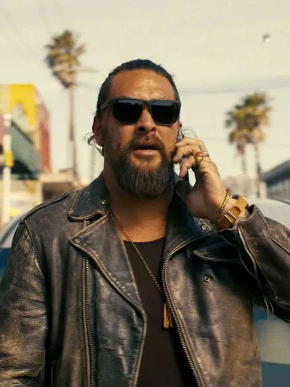 Jason Momoa The Wrecking Crew Black Leather Jacket